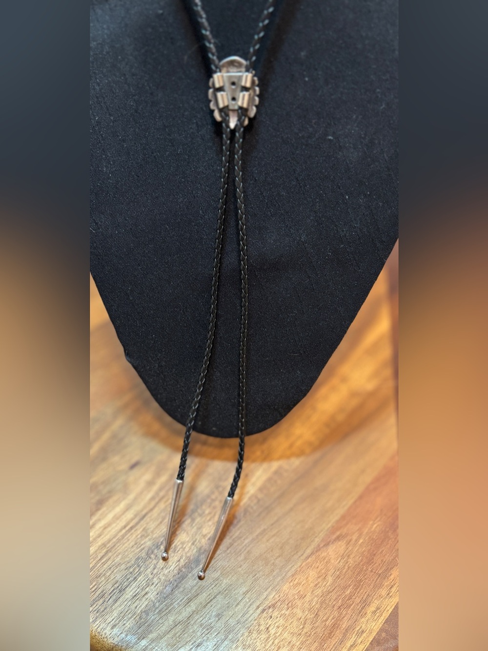 Turquoise Accent Black Bolo Necklace - Women’s Boho Jewelry - Picture 3 of 11